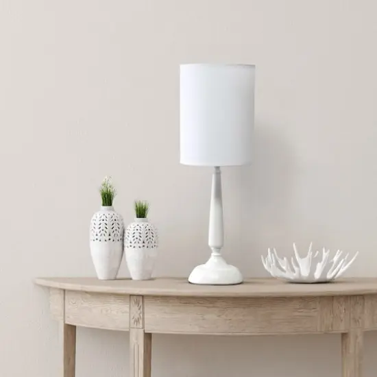 Simple Designs 23" Traditional Candlestick Table Lamp White {5}
