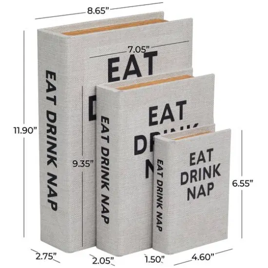 Light Gray Eat Drink Nap Linen Storage Book Box Set {7}