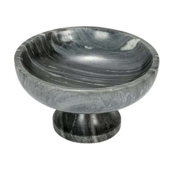 Hello Honey&reg; 8" Gray Marble Footed Pedestal Bowl {1}