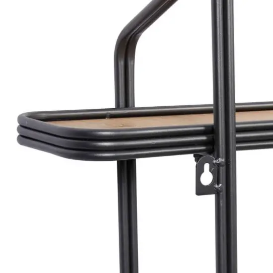 Black Iron and Wood Industrial Wall Shelves, 23" x 32" x 6" {5}