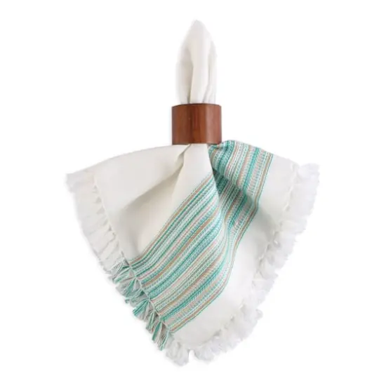 DII&reg; 20" x 20" Fringed Striped Napkins, 6ct. Teal {4}