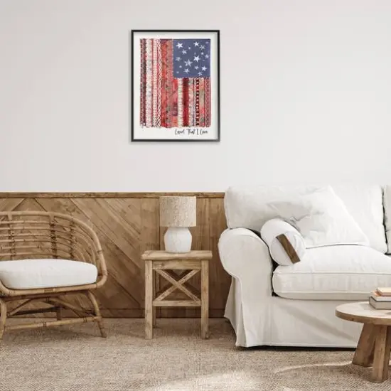 Stupell Industries Land That I Love Phrase Macrame American Flag Framed Giclee Art Black {3}