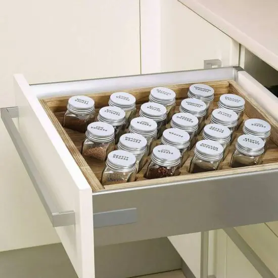 Freestanding Countertop Spice Shelf Holder with 20 Glass Jars Brown {8}