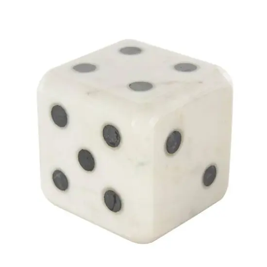 3.5" White Marble Dice Decorative Bookend Set {5}