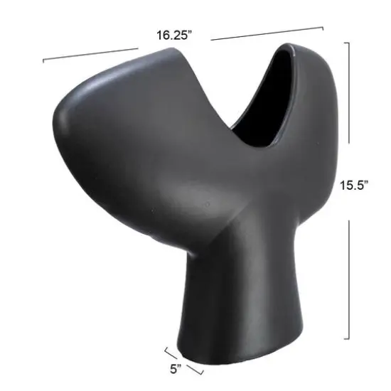 Hello Honey&reg; 16" Modern Terra Cotta Abstract Vase Matte Black {4}