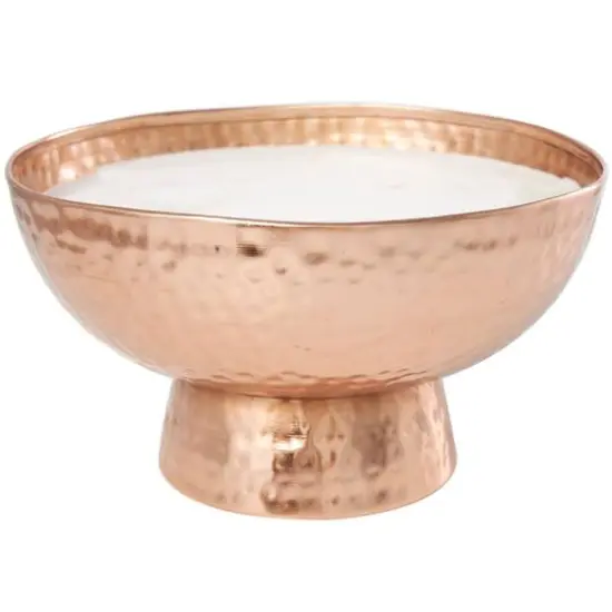 White Wax Tropical Breeze Scented Candle with Elevated Wide Hammered Copper Container {5}
