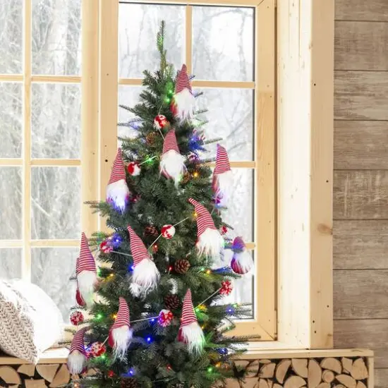 Glitzhome&reg; 6ft. Red & White Fabric Christmas Gnome Garland Set {4}