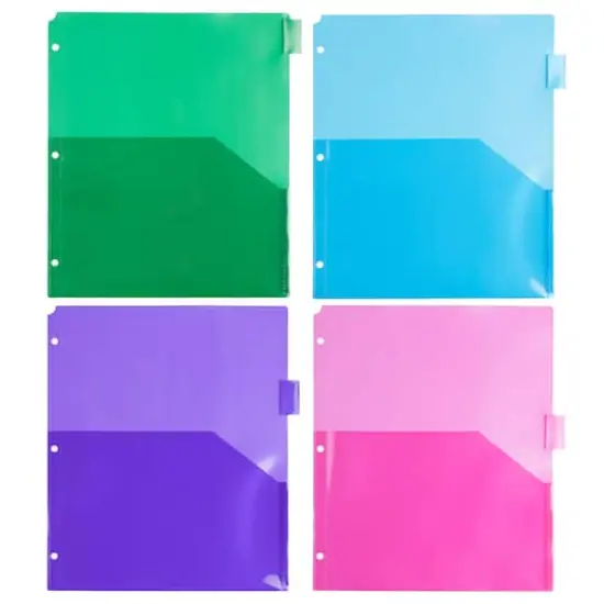JAM Paper 9.75" x 11.5" 8-Tab Plastic Index Tab Dividers with Double Pockets  {5}