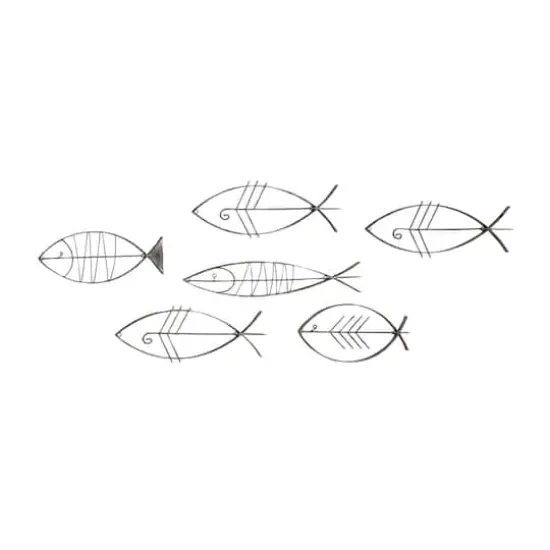 Set of 6 Black Metal Industrial Abstract Wall Decor, 16", 20", 24" {1}