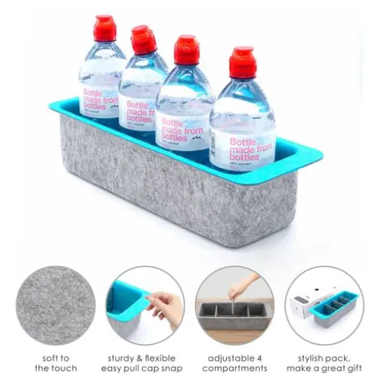 Welaxy Felt Adjustable 4 Slot Drawer Organizer Bin Turquoise {4}