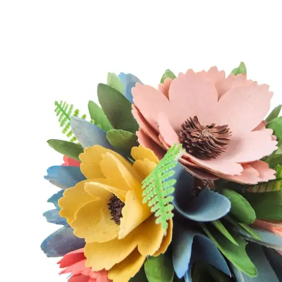 12" Multicolor Spring Floral Topiary {4}