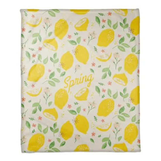 Spring Lemon Fleece Throw {1}
