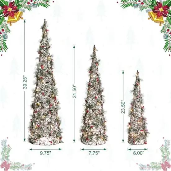 Glitzhome&reg; Lighted Christmas Cone Tree Outdoor D&eacute;cor Set {9}