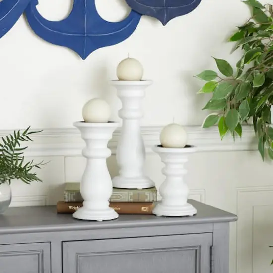 White Wood French Country Candle holder 10",8",6" {10}