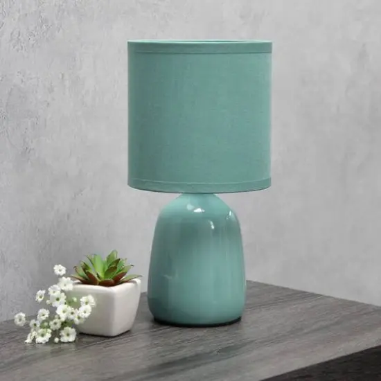 Simple Designs 10" Thimble Base Ceramic Table Lamp Seafoam Green {3}