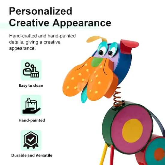 Glitzhome&reg; 17" Metal Novelty Puppy Garden Statue {6}