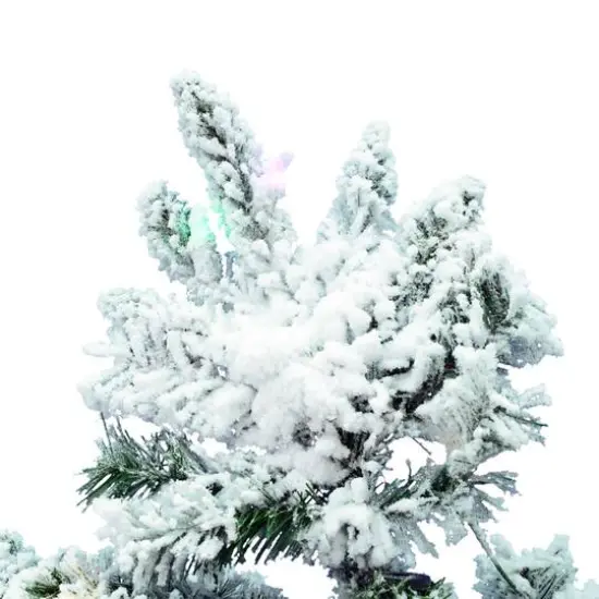 6.5ft. Pre-Lit Slim Flocked Utica Fir Artificial Christmas Tree, Multicolor Dura-Lit&reg; LED Lights {4}