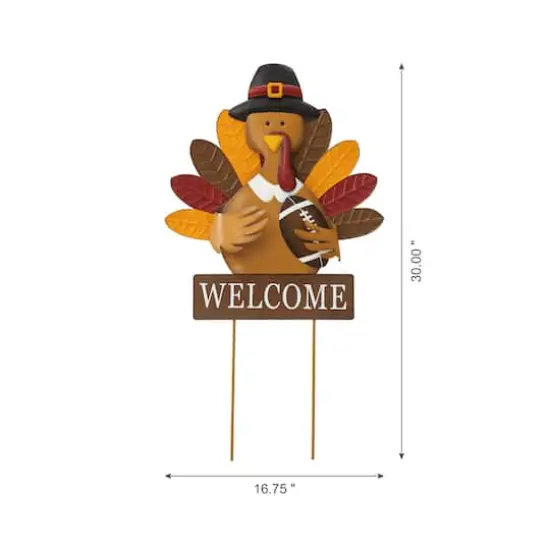 Glitzhome&reg; 30" Thanksgiving Turkey Metal Yard Stake or Hanging Wall D&eacute;cor {4}