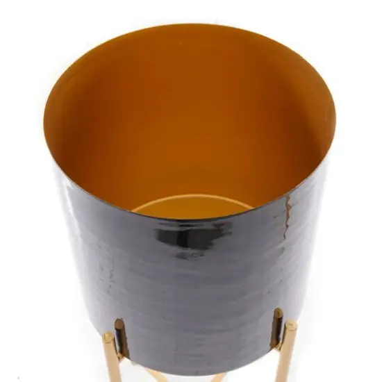 CosmoLiving by Cosmopolitan Set of 2 Black Iron Contemporary Planter, 24" x 10" x 10" {6}