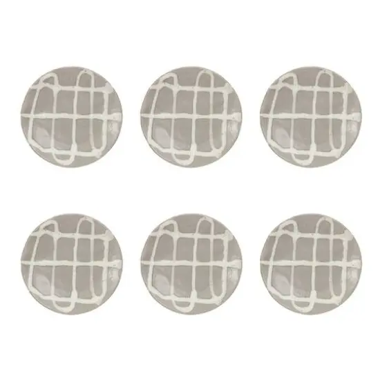 Hello Honey® 6" Gray & White Reactive Glaze Stoneware Plate, 6ct. {1}