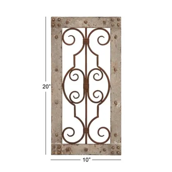 20" Gray Traditional Ornamental Wood Wall Decor {8}