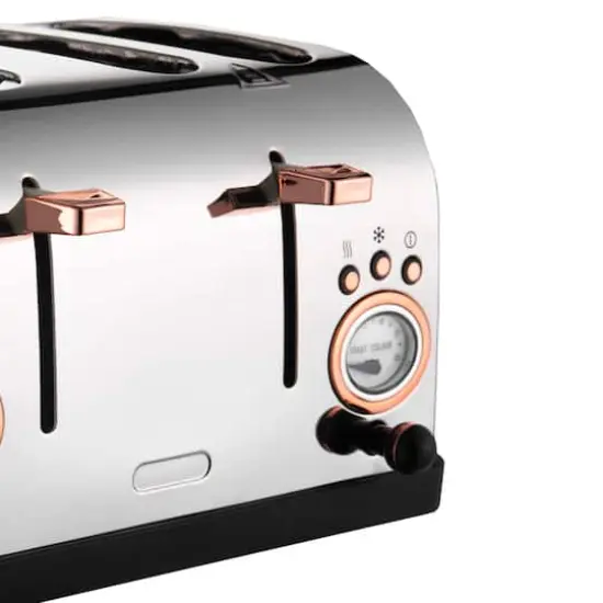 MegaChef Black & Rose Gold 4 Slice Wide Slot Toaster with Variable Browning {3}