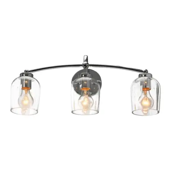 Hello Honey&reg; Robert Stevenson Lighting Adrian Metal & Clear Glass 3-Light Vanity Chrome {3}