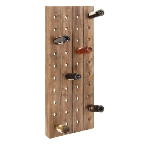 Brown Wooden Pallet Wall Wine Rack {1}