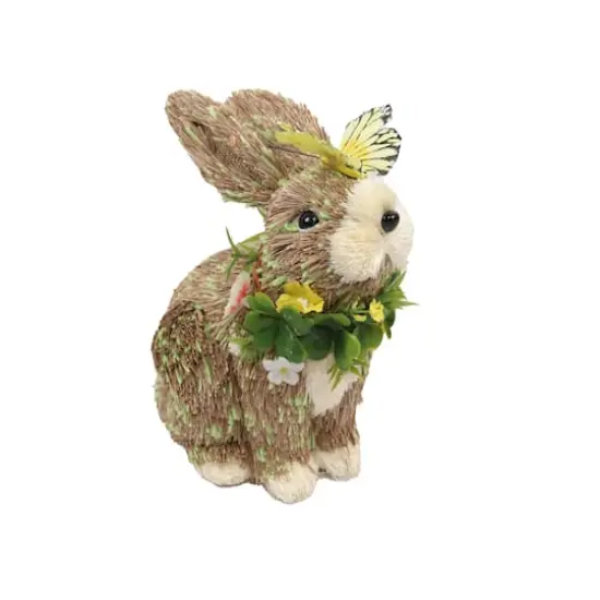 8" Easter Bunny with Butterfly Straw Figurine {1}