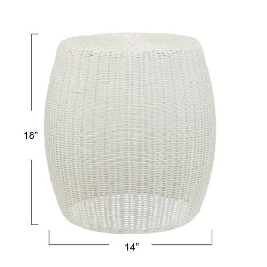 Household Essentials 18" Woven Storage End Table White {6}