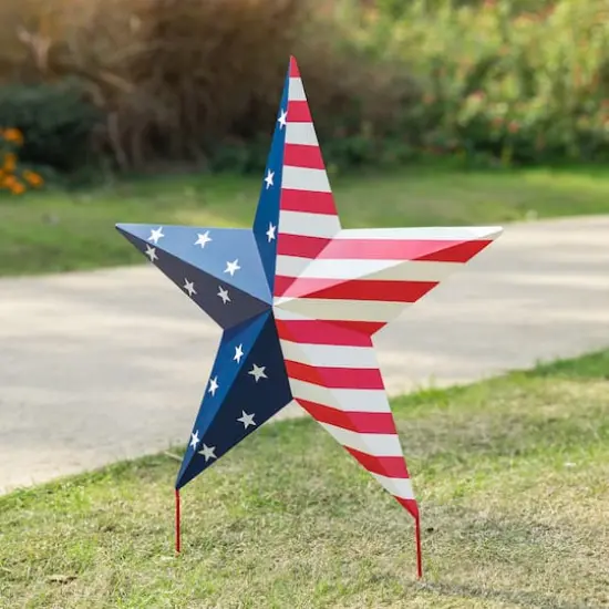 Glitzhome&reg; 30.75" Metal Patriotic Yard Stake D&eacute;cor {5}
