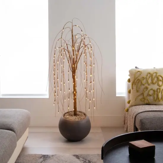 4ft. Pre-Lit Willow Artificial Christmas Tree, Warm White LED Lights {8}