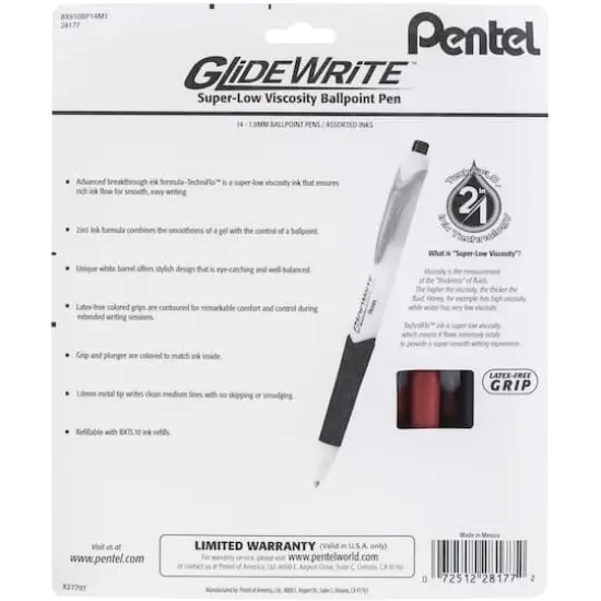 Pentel&reg; GlideWrite Assorted Colors Ballpoint Pen {3}