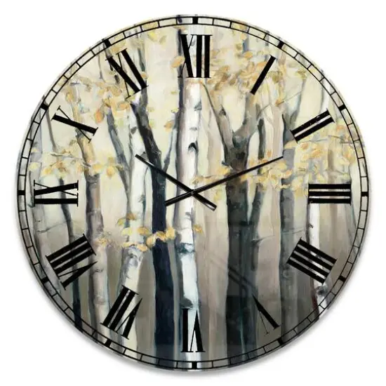 Designart 'Golden Birch Forest Iii Traditional Wall Clock {1}