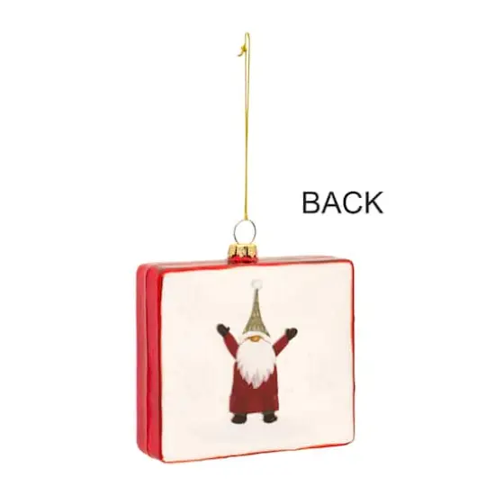 12 Pack 3.75" Merry Christmas Gnomes Glass Ornaments {4}