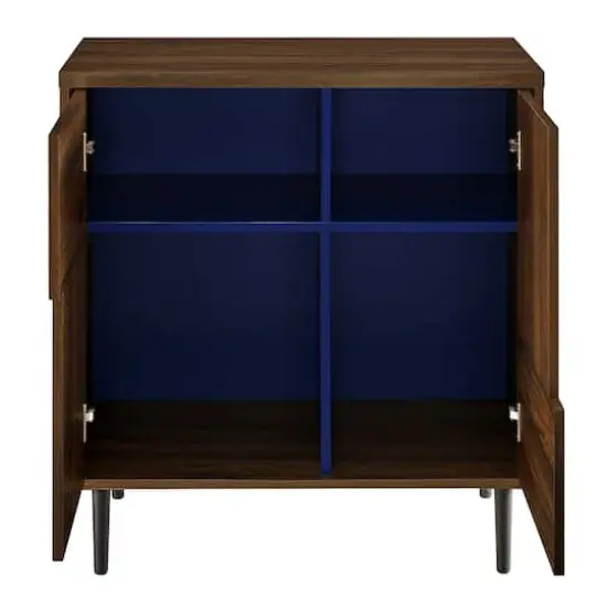 Walker Edison Dark Walnut/Navy Interior Modern Color Pop Accent Cabinet {6}