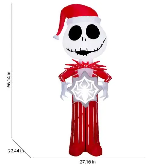 5.5ft. Airblown&reg; Inflatable Christmas Jack Skellington in Red Suit with Spider Snowflake {3}