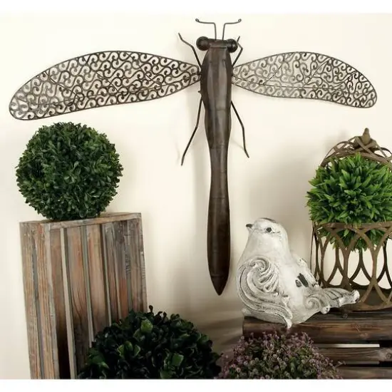 Brown Dragonfly Metal Rustic Wall Decor {3}