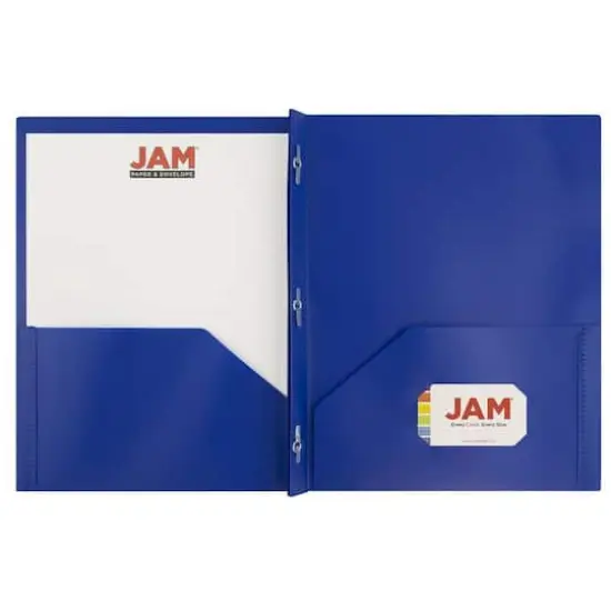 JAM Paper Plastic 2 Pocket POP Folders with Clasps, 12ct. Blue {4}
