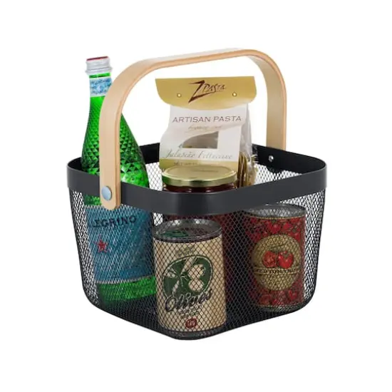 Simplify Gray Mesh Tote with Bamboo Handle {8}