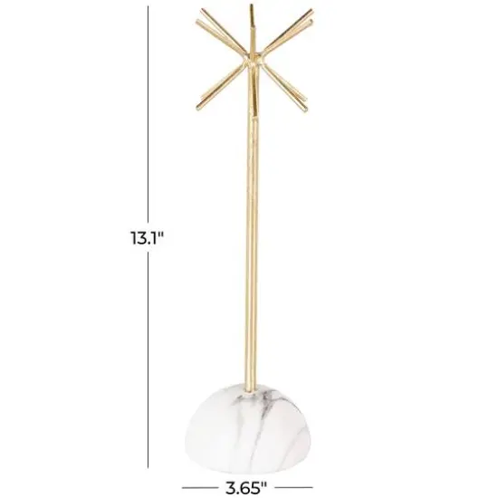 13" Gold Metal 12-Slot Jewelry Stand with White Base {8}