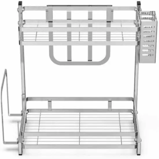 NEX&trade; 15" Silver 2-Tier Standing Storage Rack {7}