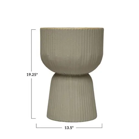 Hello Honey&reg; 13.75" Modern Ribbed Metal Footed Planter {7}