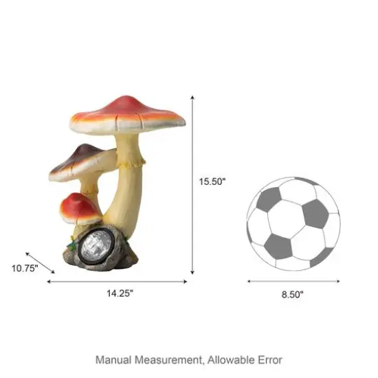 Glitzhome® 15.75" Solar Powered Vibrant Mushroom Garden Statue {9}