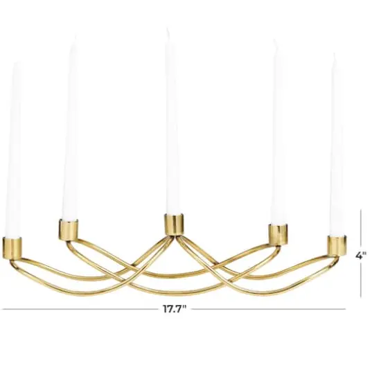 18" Gold Stainless Steel 5 Taper Candle Candelabra {6}