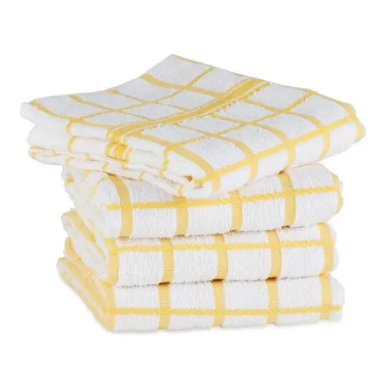DII&reg; Windowpane Terry Dishtowels, 4ct. Yellow {6}