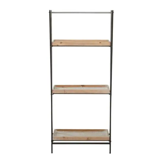 Brown Wood Industrial Wall Shelving Unit, 47 " x 21 " x 12 " {6}