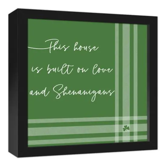 Love and Shenanigans Plaid 13.73" x 13.73" Black Framed Canvas {3}