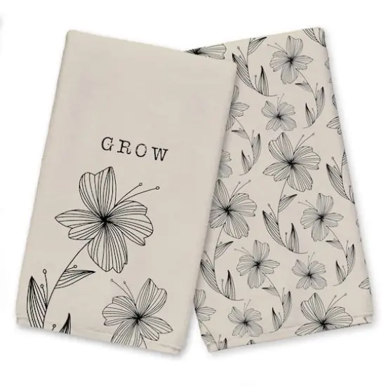 Grow Cream Florals 16" x 25" Tea Towel Set of 2 {1}