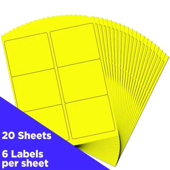 JAM Paper Adhesive Shipping Labels, 3.33" x 4" Neon Yellow {4}
